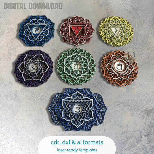 BUNDLE - The 7 Chakras Mandala Vector - Digital Download